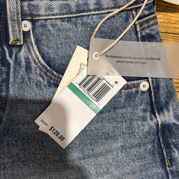 Blue mini a-line skirt with embellished frayed hem for casual night out - Picture 2 of 4